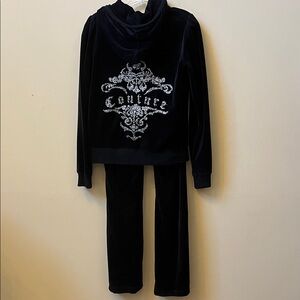 Romeo & Juliet Couture Black Velour Hoodie with Matching Pants